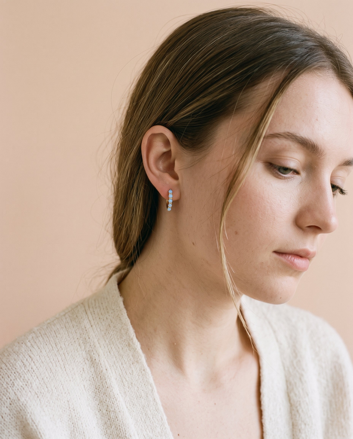Opal Huggie Hoops
