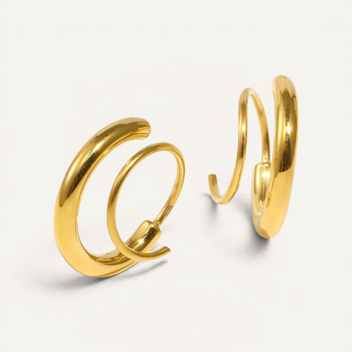 Gold Double Hoops